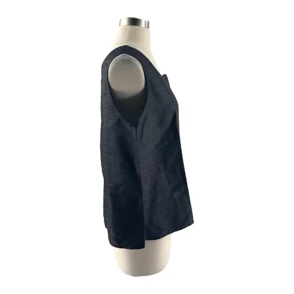 Emmelle Black Silk Shantung Sleeveless Blouse  Size Large NWOT - Picture 5 of 7